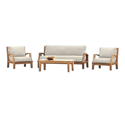 Grande 4-Piece Teak Outdoor Patio Deep Seating Set with Sunbrella Cushions-Outdoor Lounge Sets-HiTeak-Canvas-Sideboards and Things