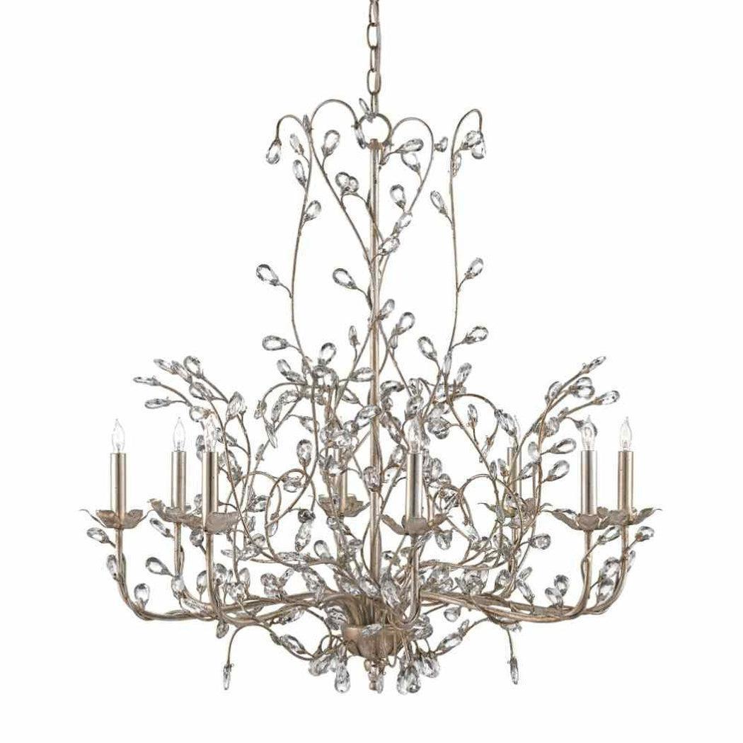 Granello Crystal Bud Silver Large Chandelier Chandeliers Sideboards and Things By Currey & Co