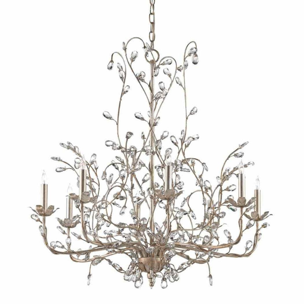 Granello Crystal Bud Silver Large Chandelier Chandeliers Sideboards and Things By Currey & Co