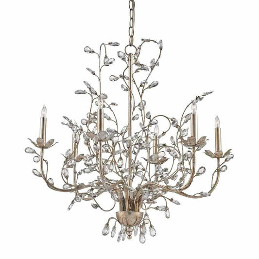 Granello Crystal Bud Silver Medium Chandelier Chandeliers Sideboards and Things By Currey & Co