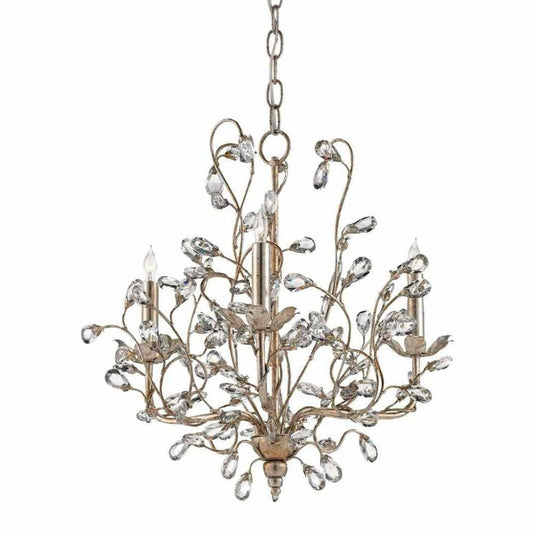 Granello Crystal Bud Silver Small Chandelier Chandeliers Sideboards and Things By Currey & Co