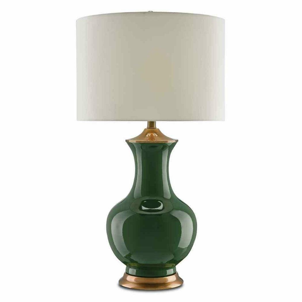 Green Antique Brass Lilou Green Table Lamp Table Lamps Sideboards and Things By Currey & Co