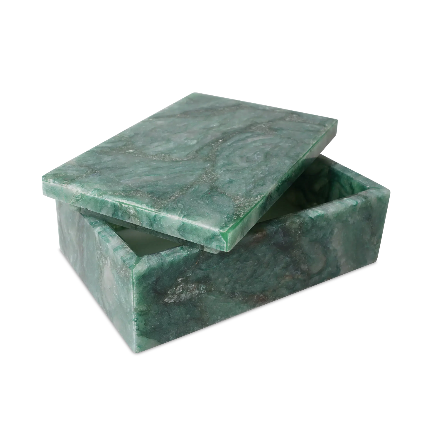 Green Aventurine Box-Boxes & Bowls-Currey & Co-Sideboards and Things