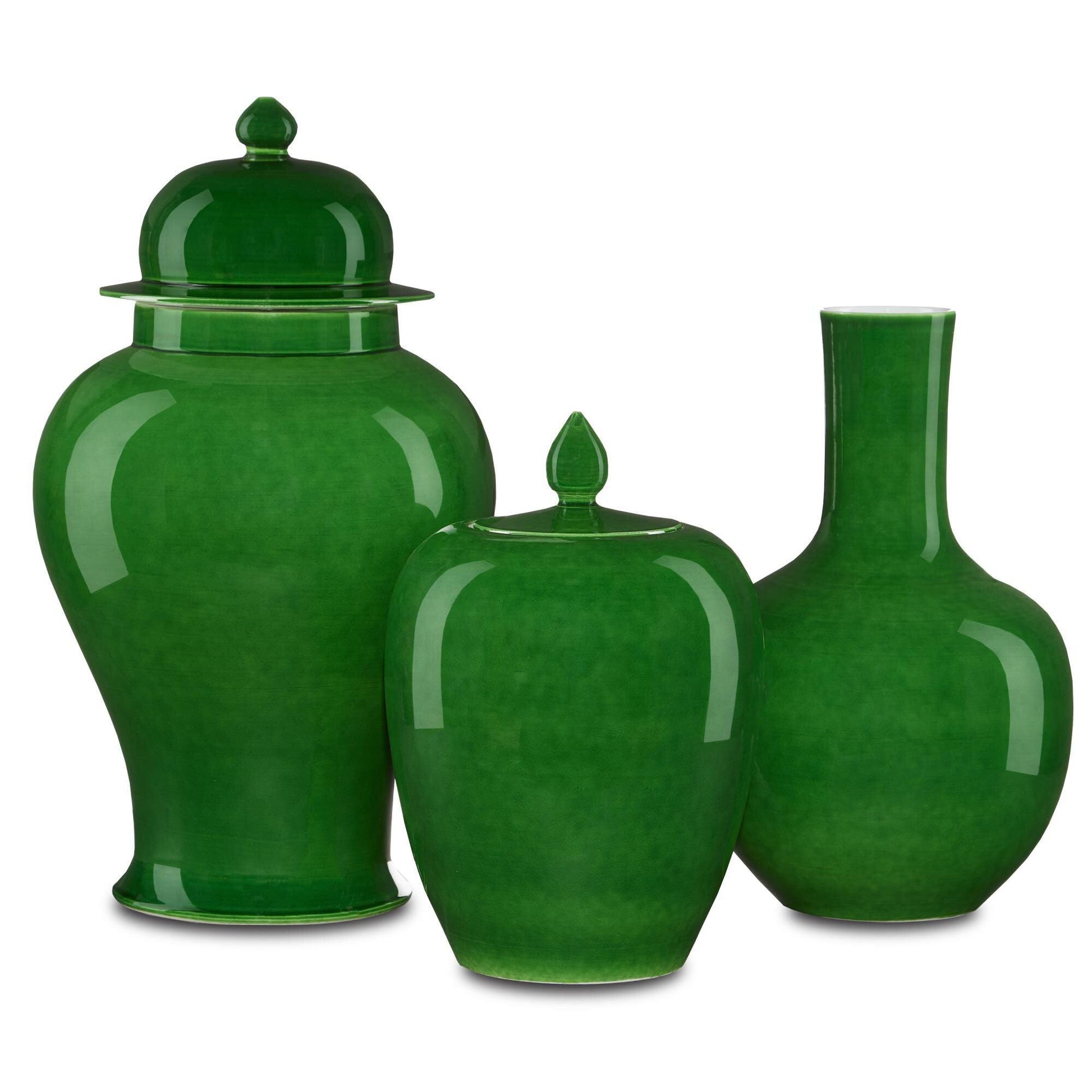 Green Imperial Green Ginger Jar Vases & Jars Sideboards and Things By Currey & Co