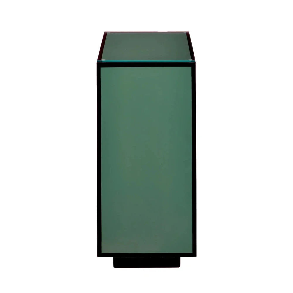 Modern Lacquer Glass Top Side Table