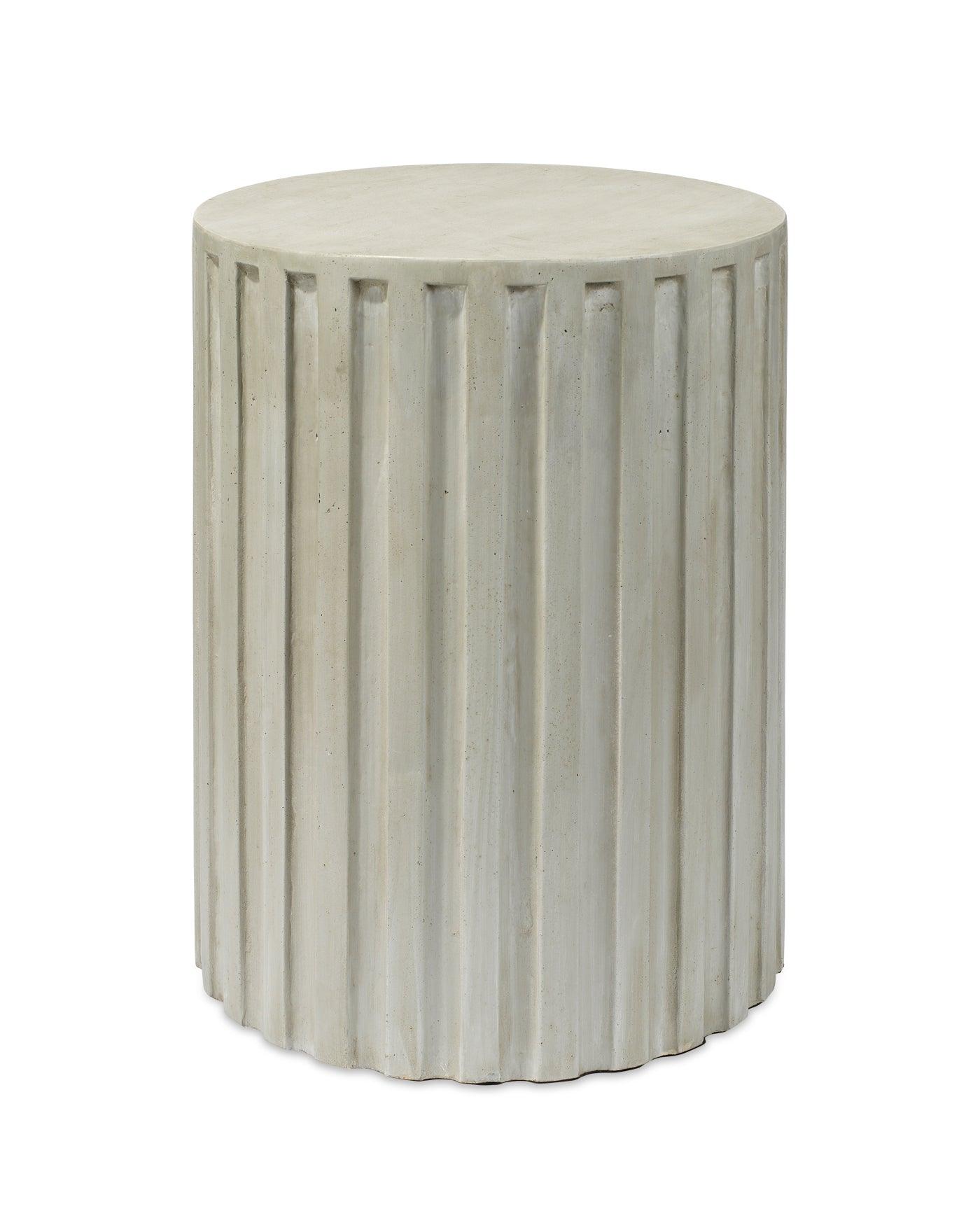 Grey Cement Fluted Column Mid Century Modern Side Table Side Tables Sideboards and Things By Jamie Young