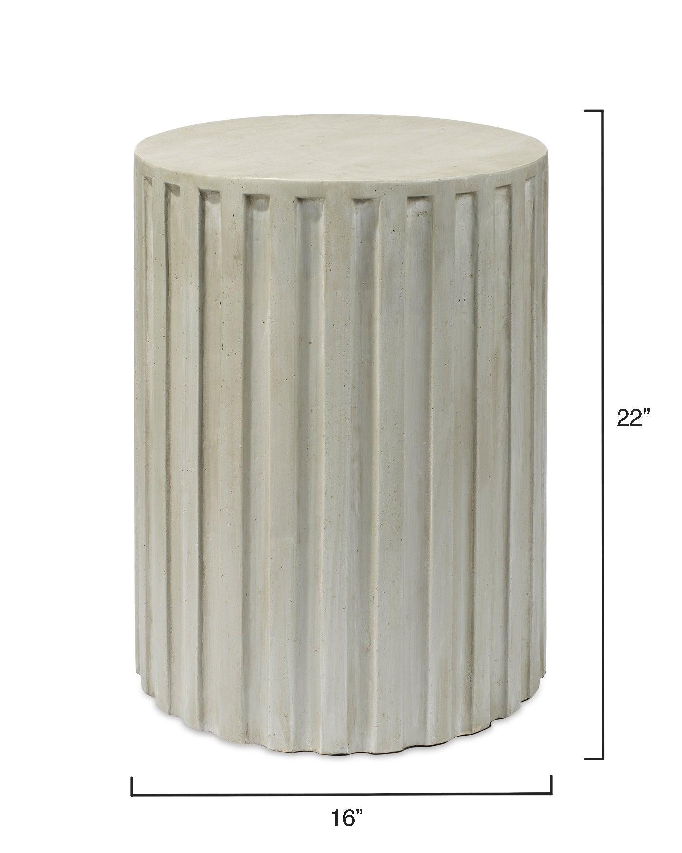 Grey Cement Fluted Column Mid Century Modern Side Table Side Tables Sideboards and Things By Jamie Young