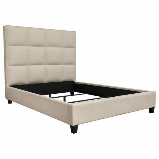Grid Tufted Eastern King Bed in Sand Fabric Beds Sideboards and Things  By Diamond Sofa