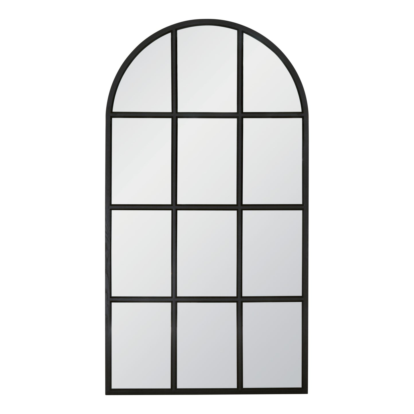 Grid Wooden Vertical Arched Floor Mirror