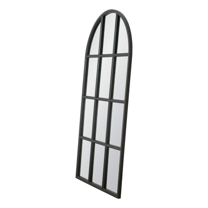 Grid Wooden Vertical Arched Floor Mirror