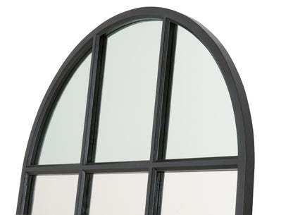 Grid Wooden Vertical Arched Floor Mirror