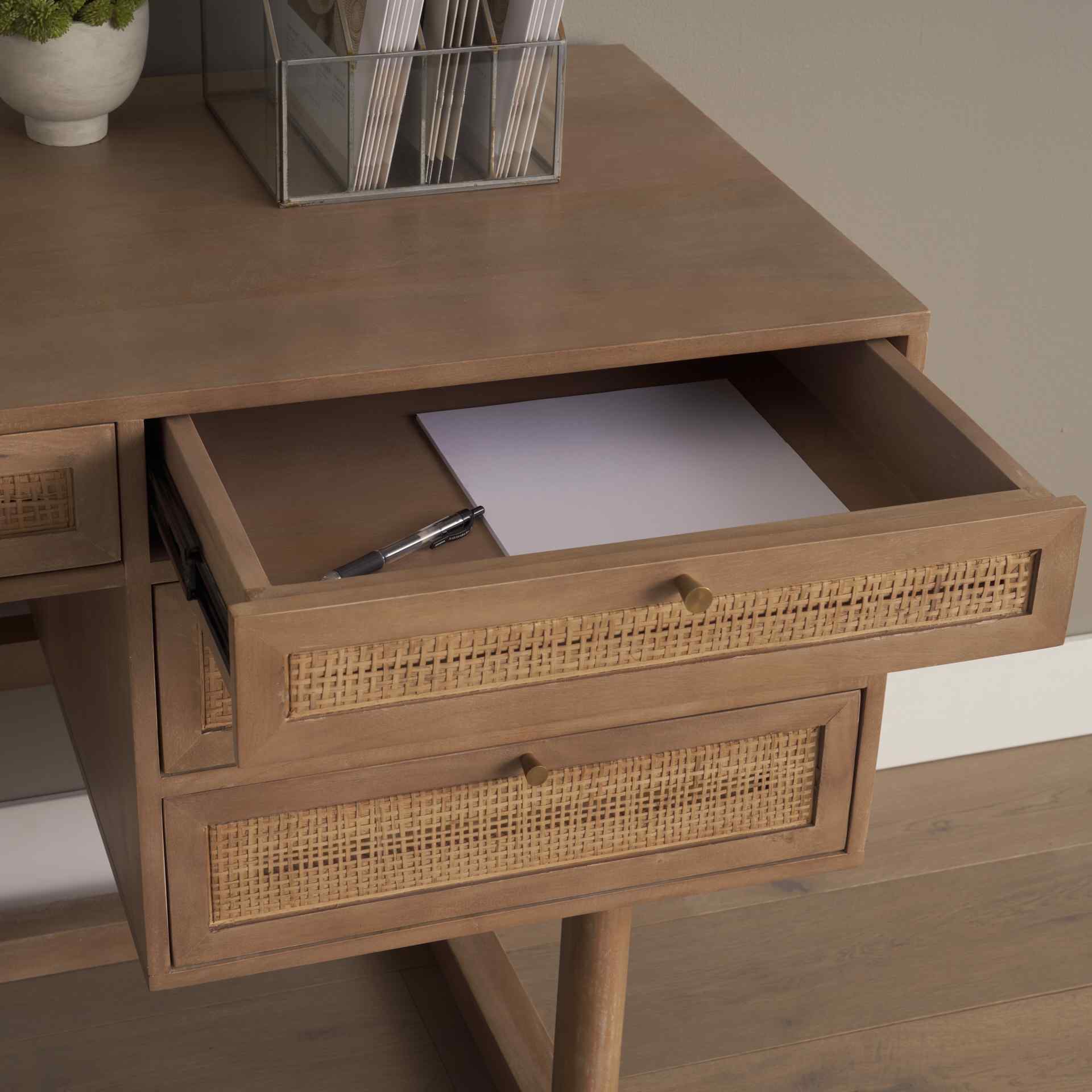 Mercana Grier Five Drawers Wooden Office Desk