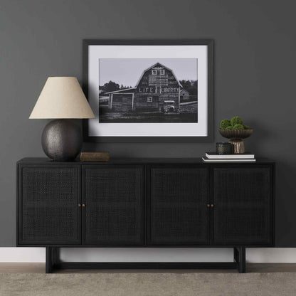 Grier Four Doors Wood Black Sideboard