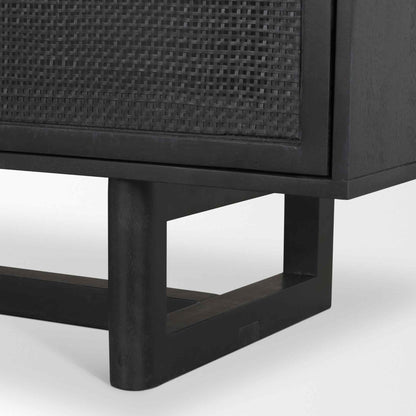 Grier Four Doors Wood Black Sideboard