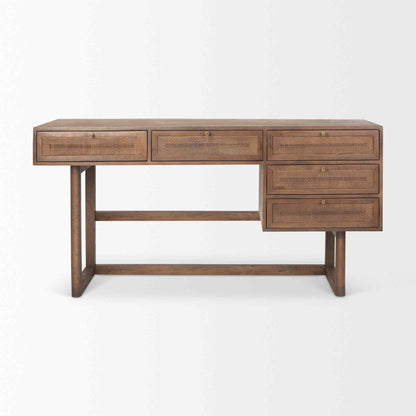 Mercana Grier Five Drawers Wooden Office Desk