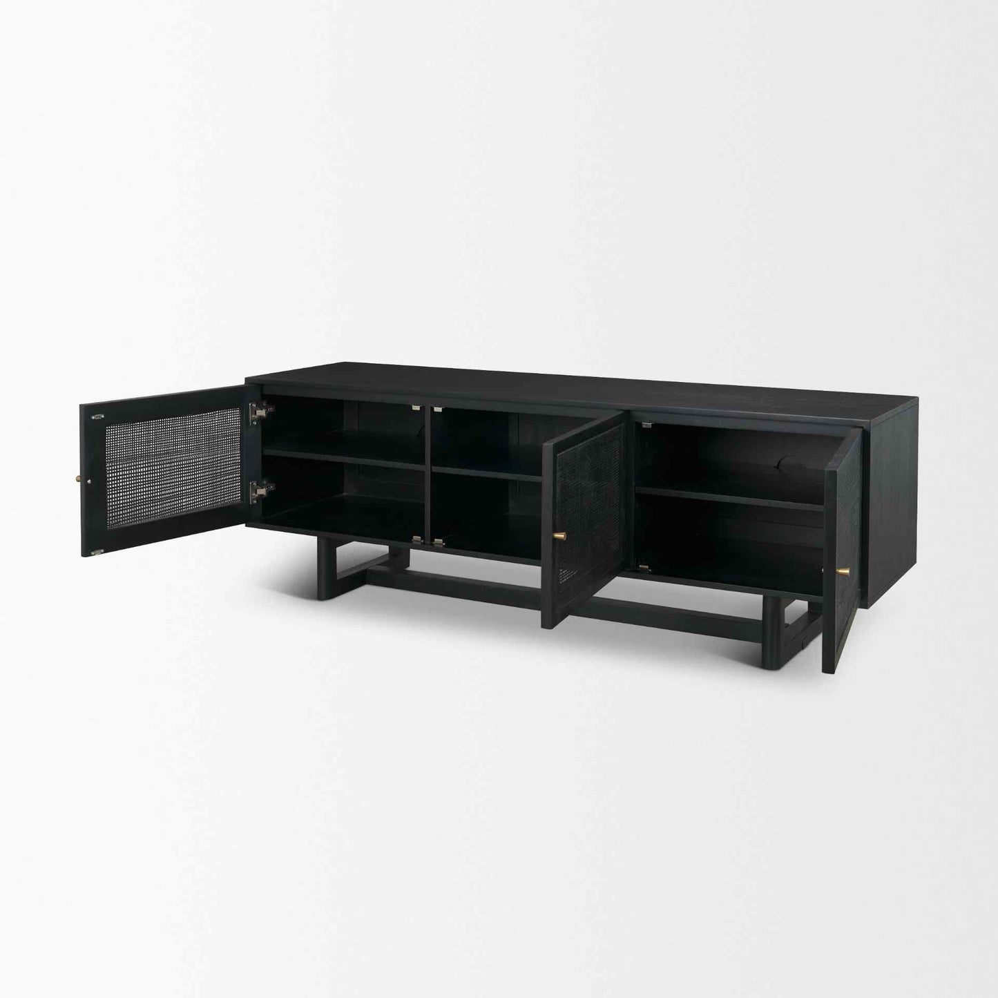 Grier Three Doors Wooden Black Media Console