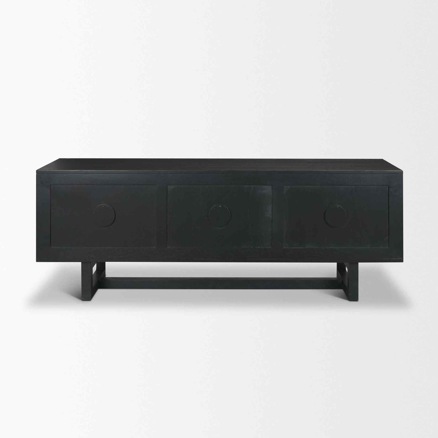 Grier Three Doors Wooden Black Media Console