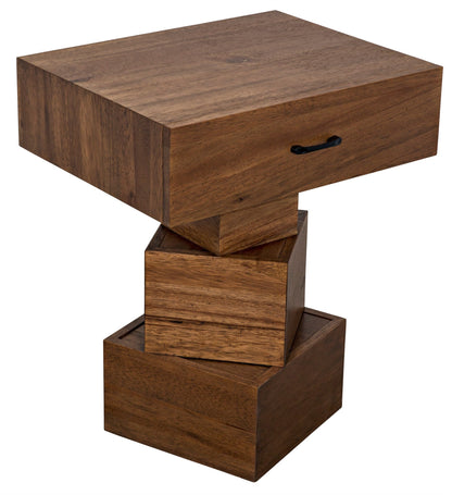 Grobius Wood Rectangle Side Table-Side Tables-Noir-Sideboards and Things