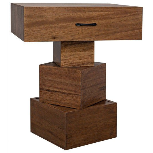 Grobius Wood Rectangle Side Table-Side Tables-Noir-Sideboards and Things