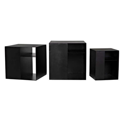 Gropius Steel Floor Shelf Nesting Tables-Side Tables-Noir-Sideboards and Things