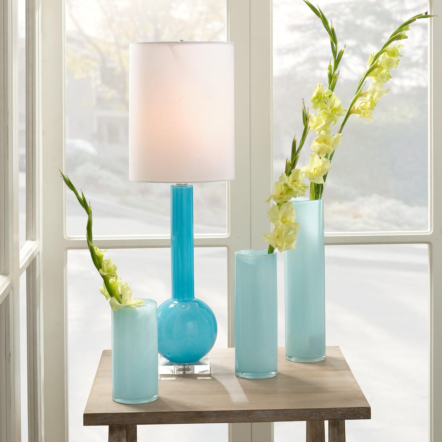 Gwendolyn Hand Blown Vases (Set of 3) - Blue-Vases & Jars-Jamie Young-Sideboards and Things