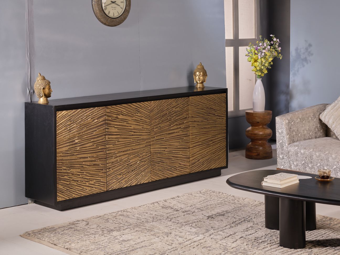LOOMLAN Yardley Four Doors Wood Sideboard