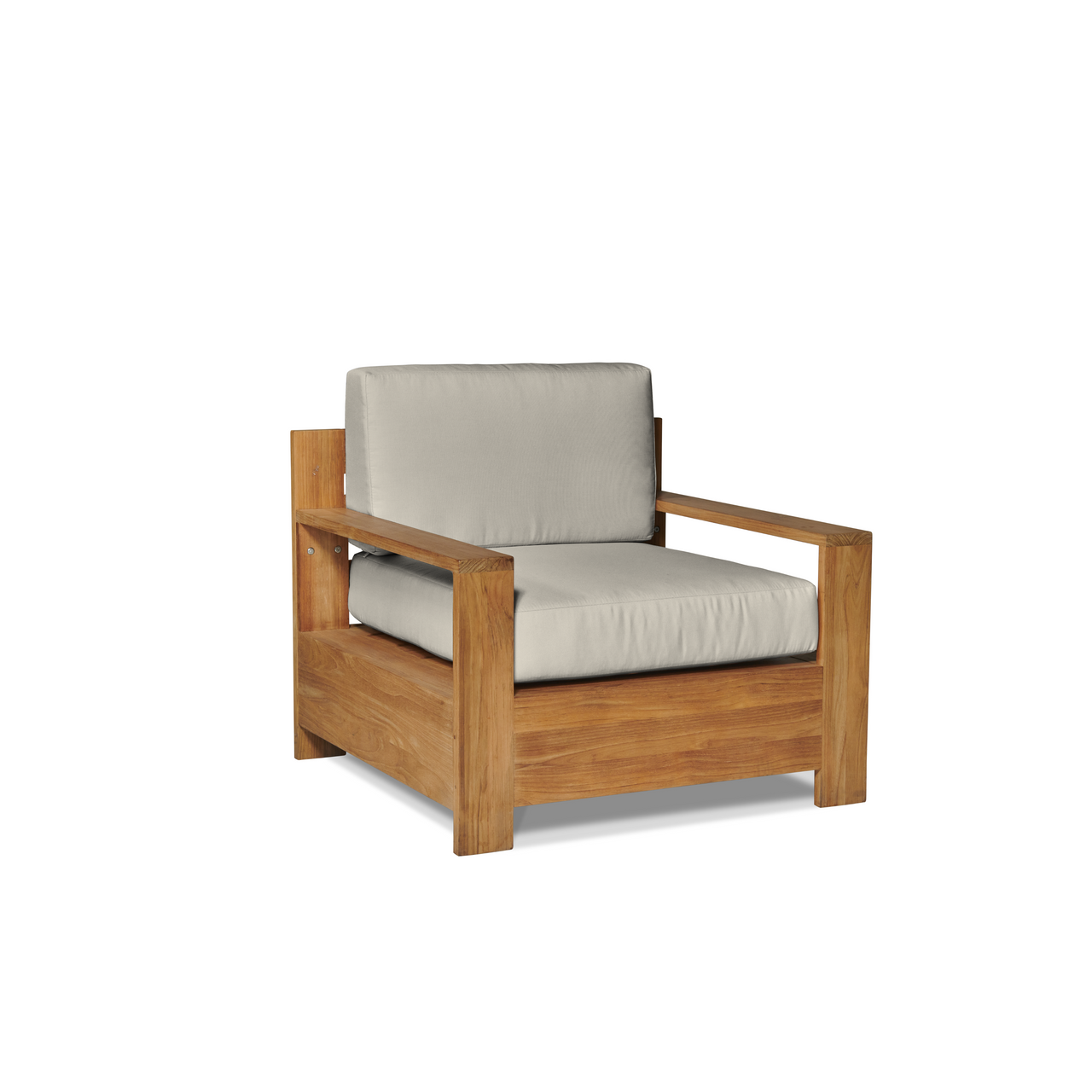 HiTeak Qube Teak Patio Deep Sofa Set with Sunbrella 4PC