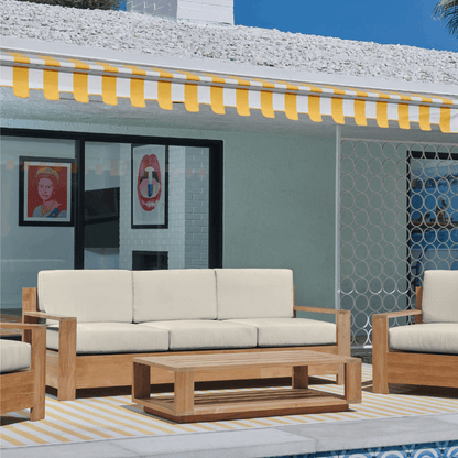 HiTeak Qube Teak Patio Deep Sofa Set with Sunbrella 4PC