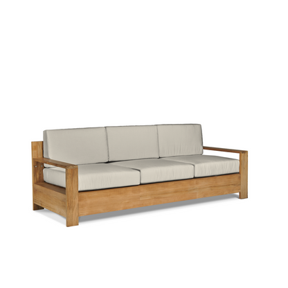HiTeak Qube Teak Patio Deep Sofa Set with Sunbrella 4PC