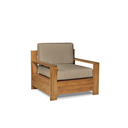 HiTeak Qube Teak Patio Deep Sofa Set with Sunbrella 4PC