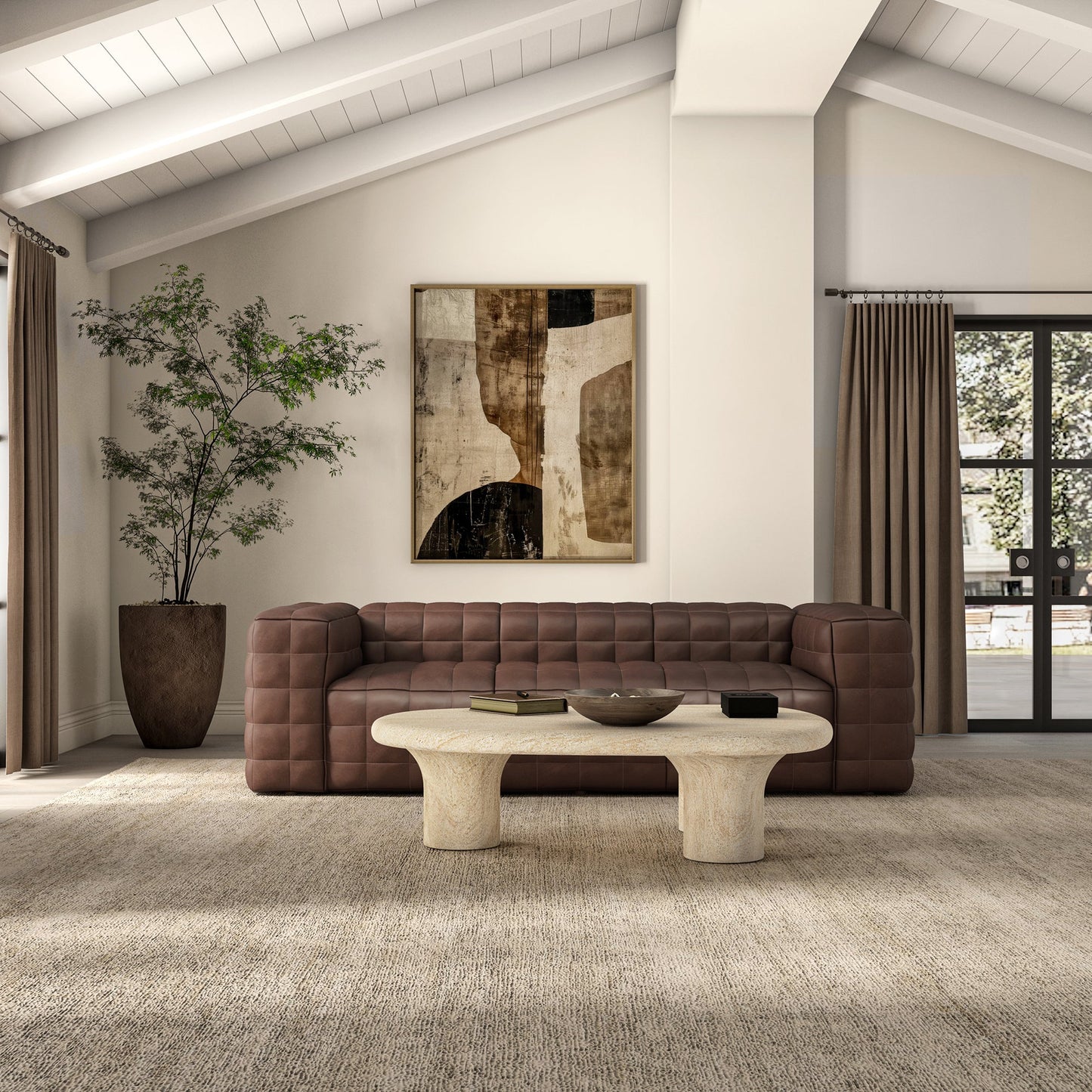 Callan Modern Aniline Leather Sofa