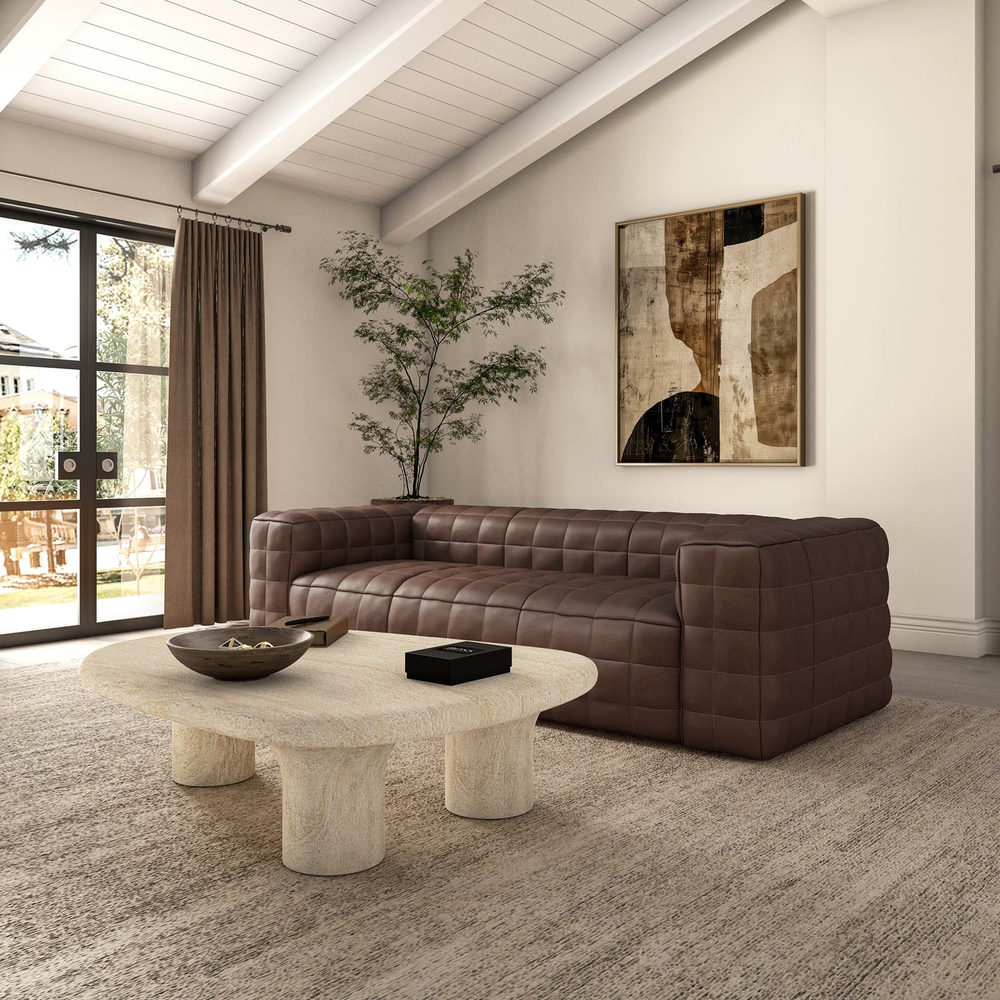 Callan Modern Aniline Leather Sofa