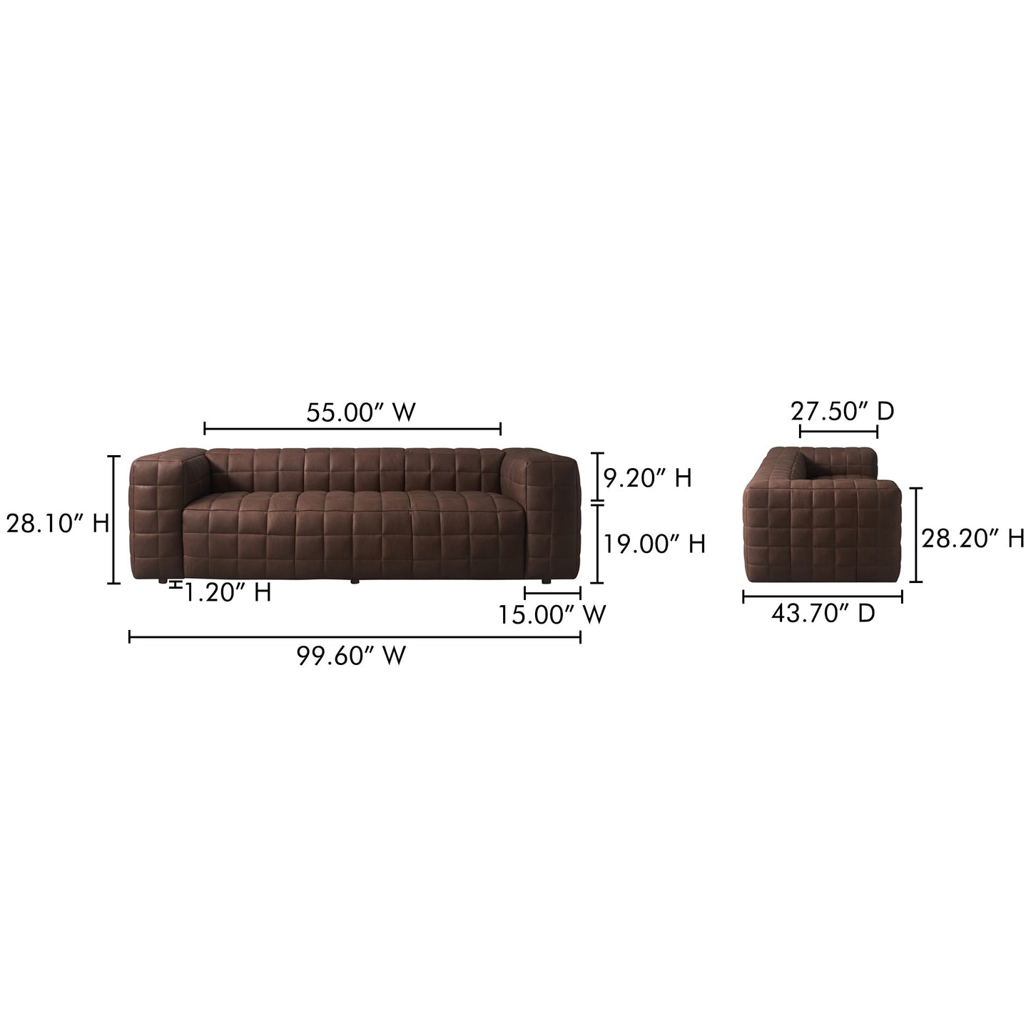 Callan Modern Aniline Leather Sofa