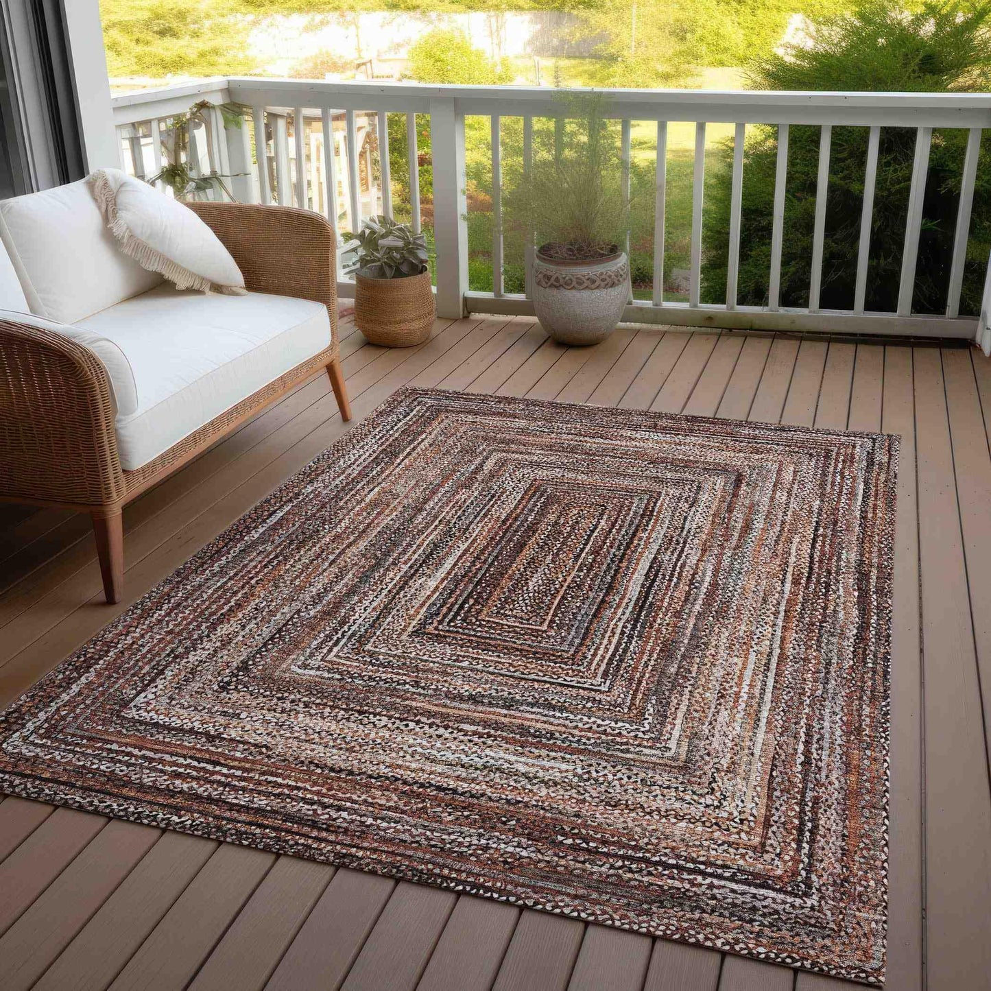 Haelanor Orange Washable Indoor-Outdoor Rug