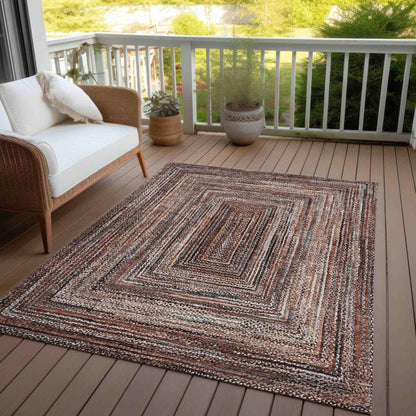 Haelanor Orange Washable Indoor-Outdoor Rug