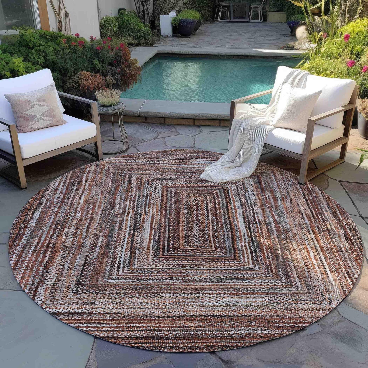 Haelanor Orange Washable Indoor-Outdoor Rug