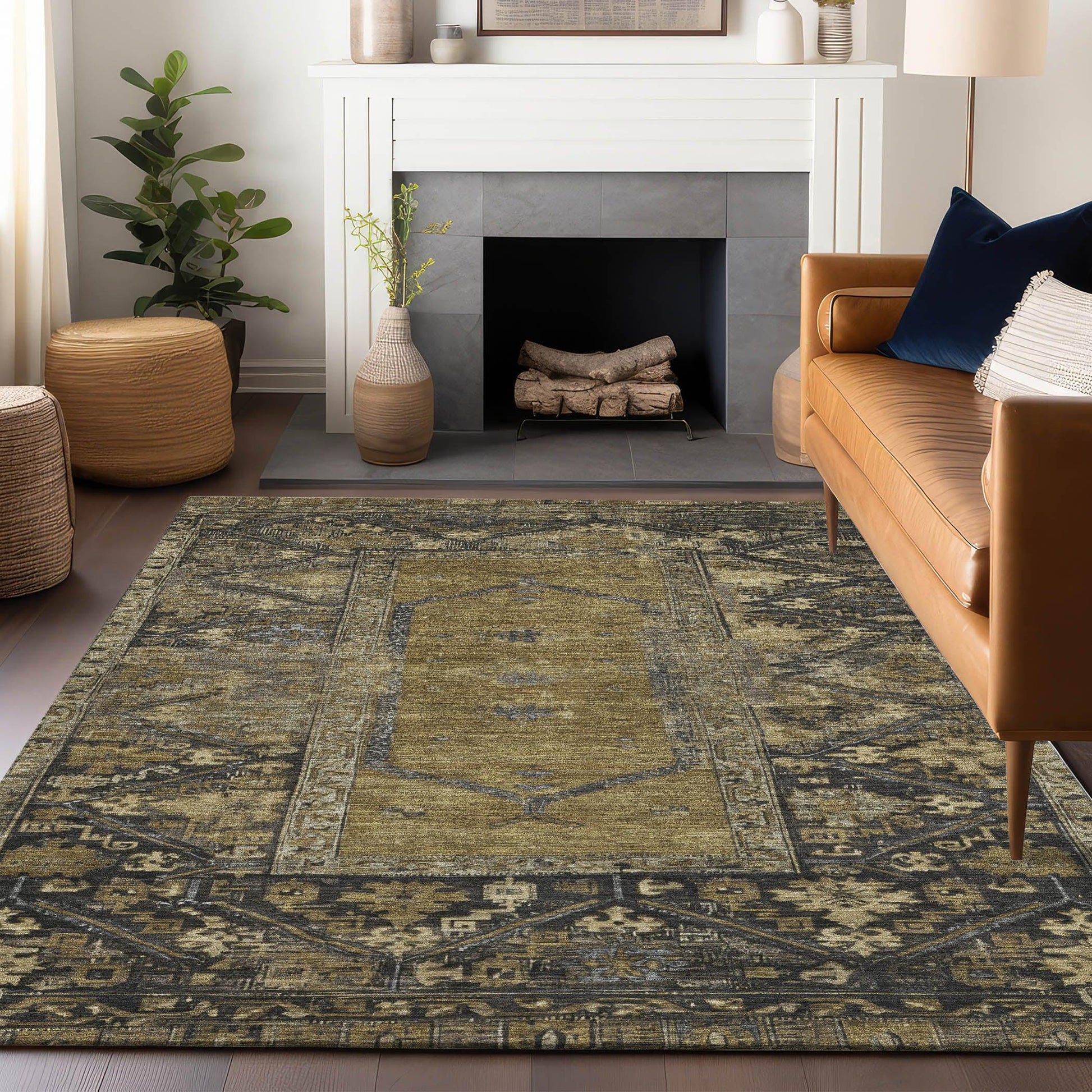 Addison Rugs Haelaris Brown Washable Indoor-Outdoor Rug