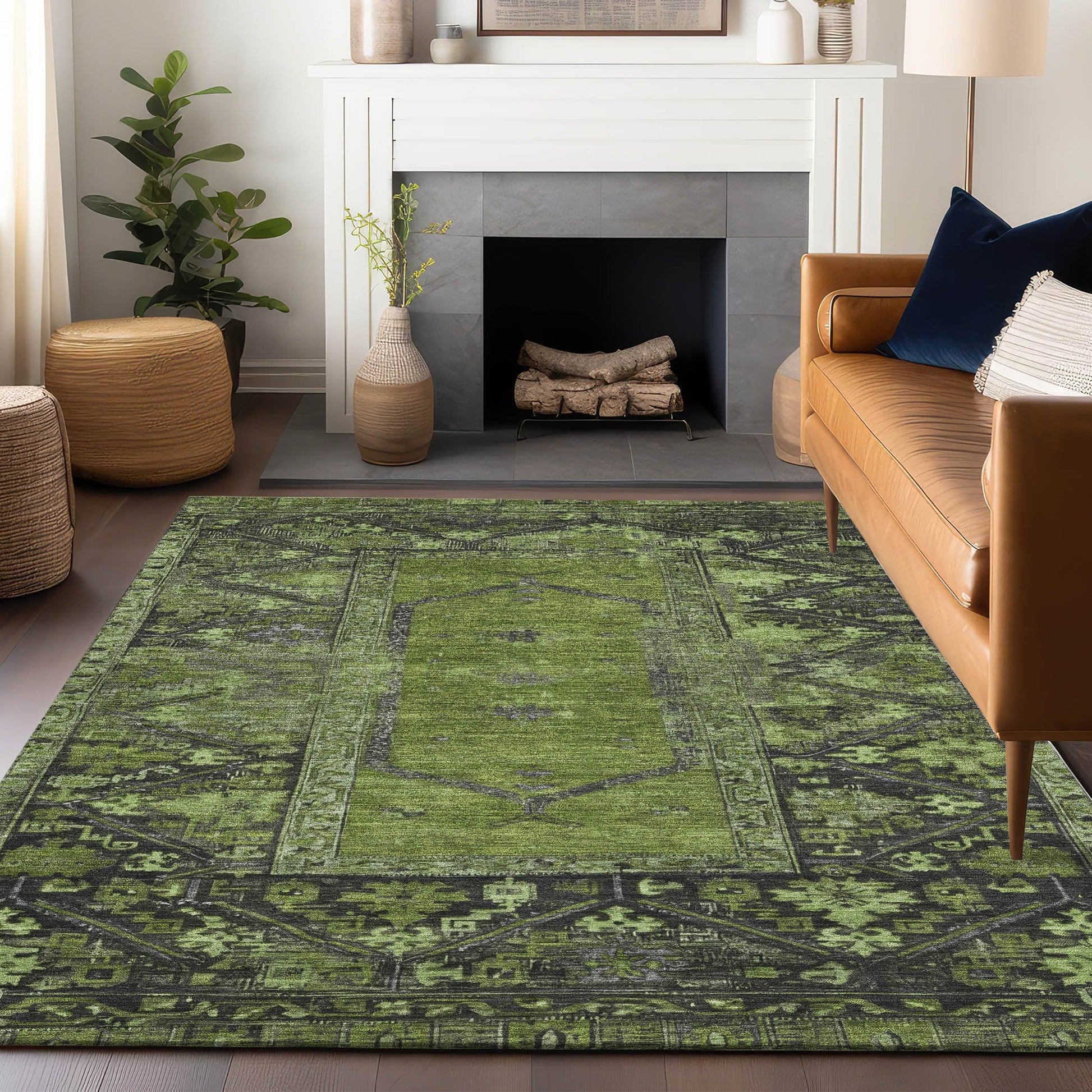 Addison Rugs Haelaris Green Washable Indoor-Outdoor Rug