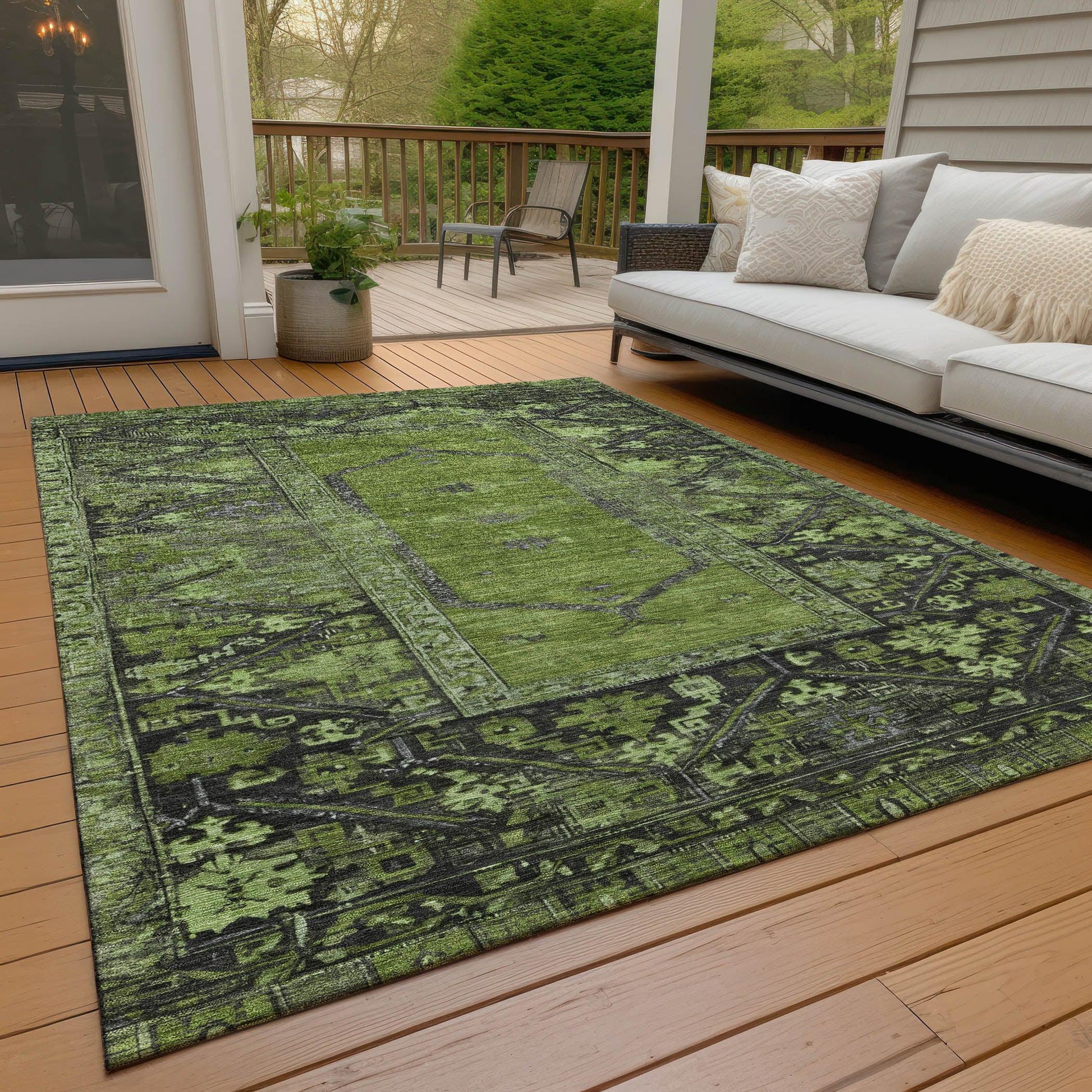 Addison Rugs Haelaris Green Washable Indoor-Outdoor Rug