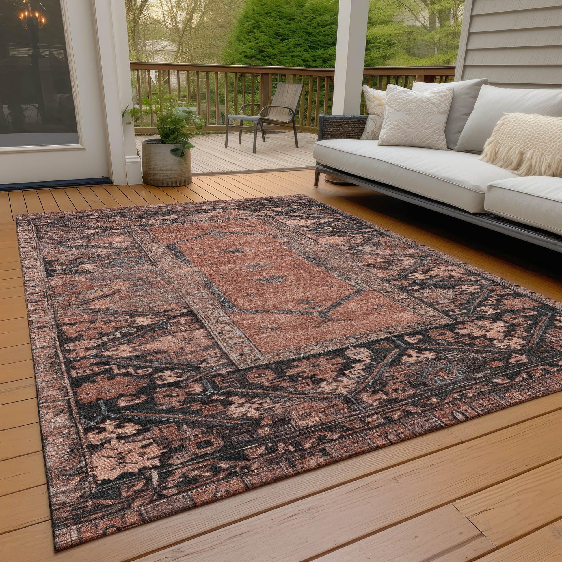 Addison Rugs Haelaris Orange Washable Indoor-Outdoor Rug