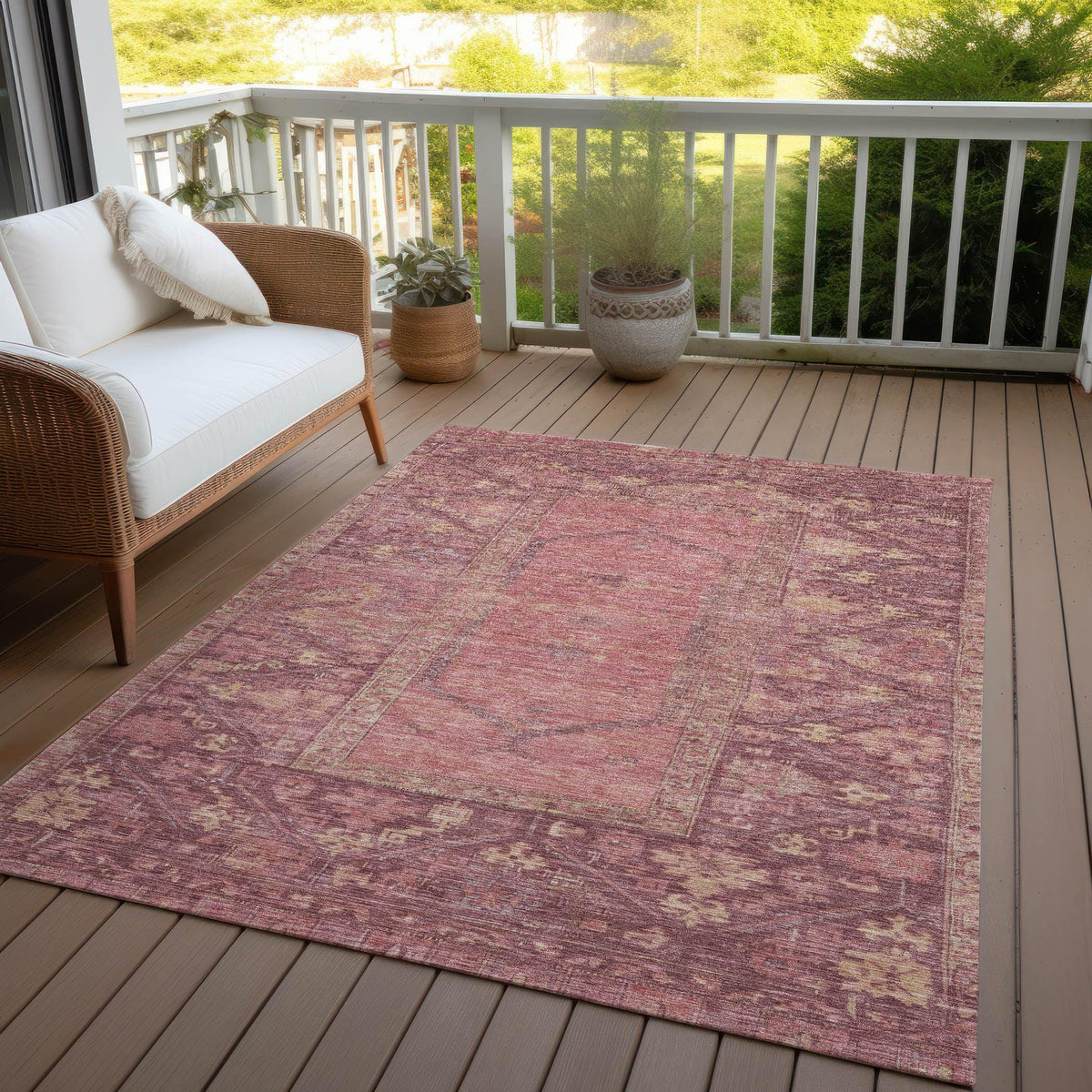 Addison Rugs Haelaris Pink Washable Indoor-Outdoor Rug