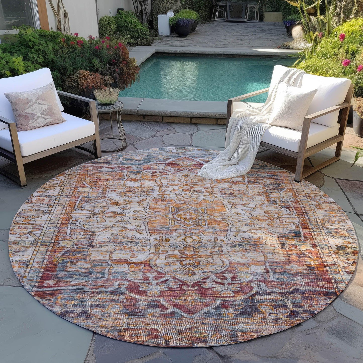 Addison Rugs Haelas Orange Washable Indoor-Outdoor Rug