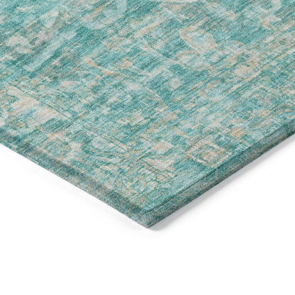 Haelas Teal Washable Indoor-Outdoor Rug