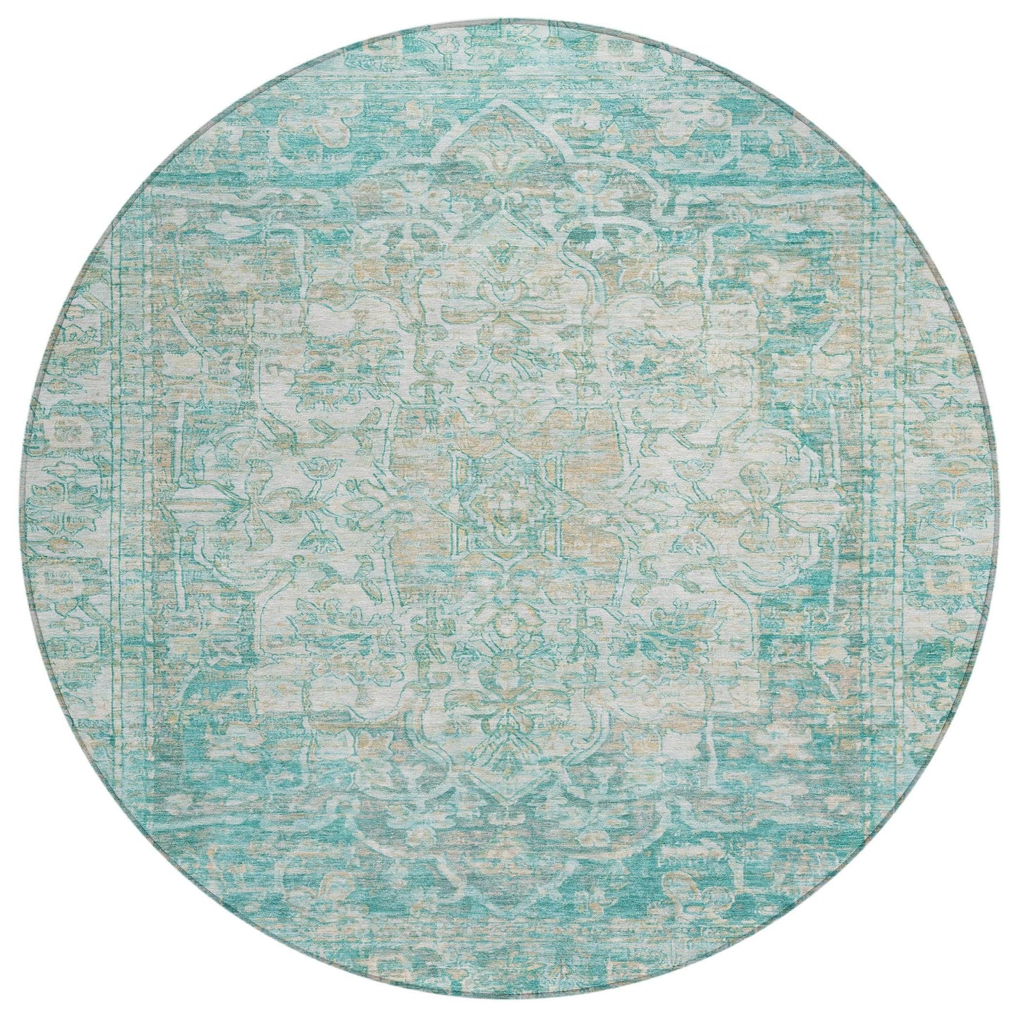 Haelas Teal Washable Indoor-Outdoor Rug