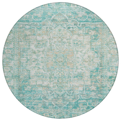 Haelas Teal Washable Indoor-Outdoor Rug
