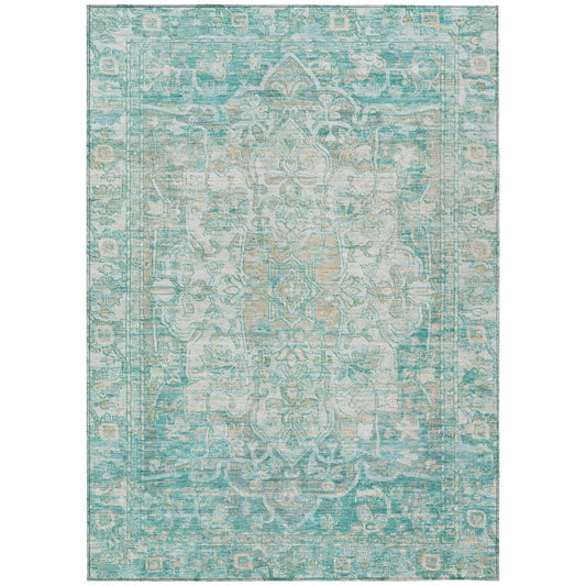 Addison Rugs Haelas Teal Washable Indoor-Outdoor Rug