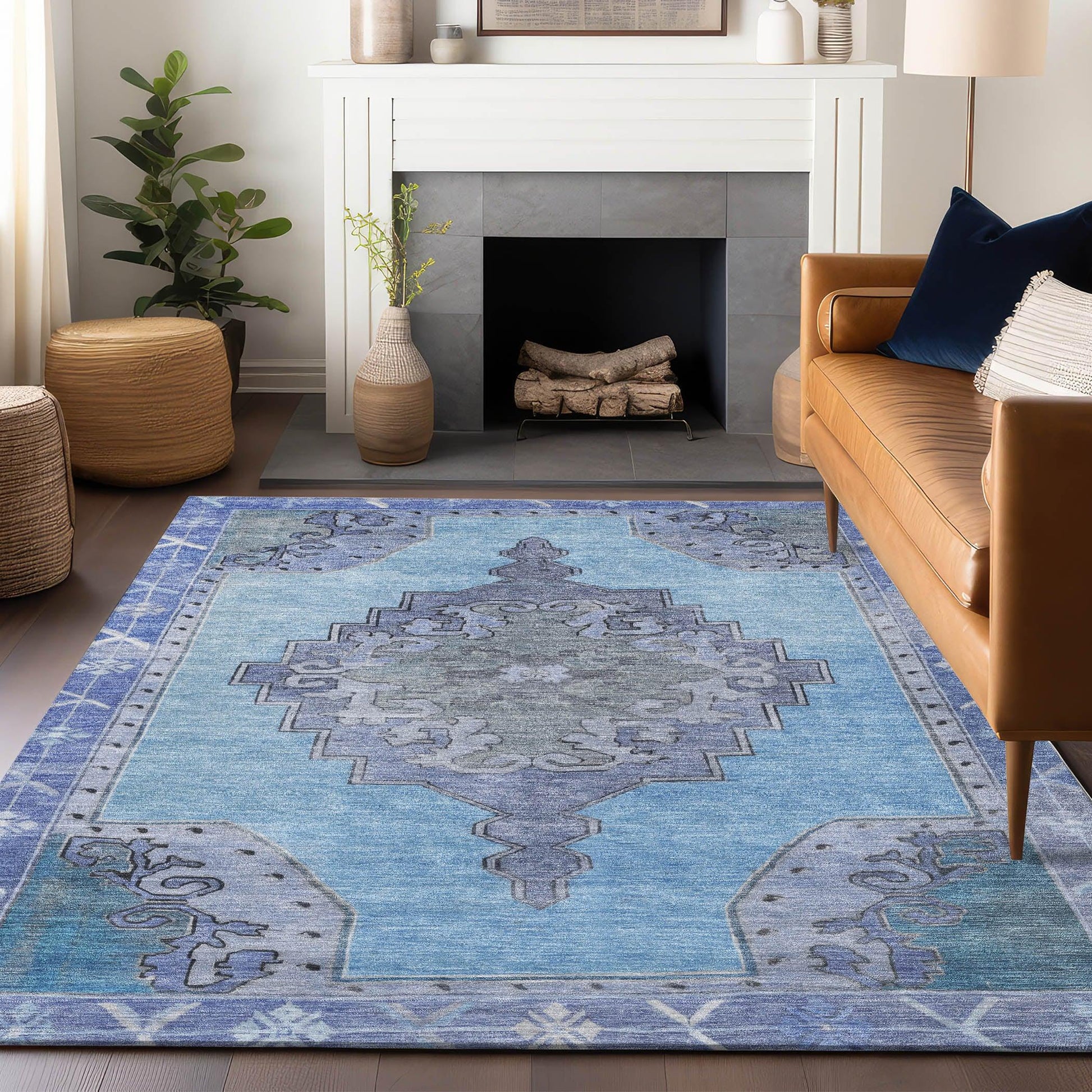 Addison Rugs Haelion Blue Washable Indoor-Outdoor Rug