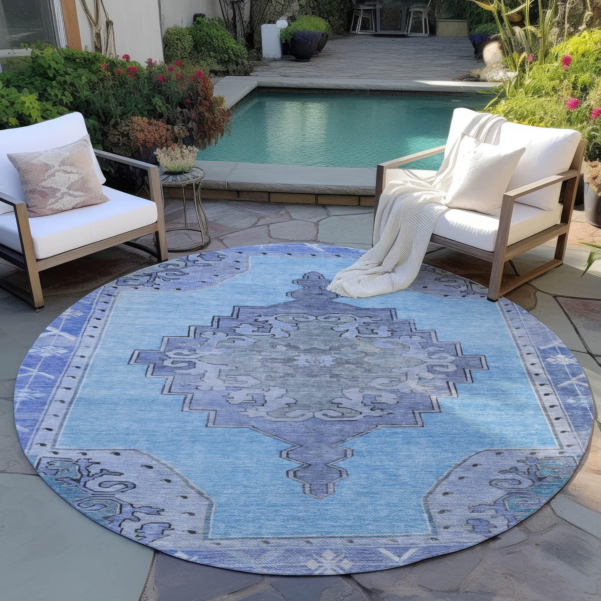 Addison Rugs Haelion Blue Washable Indoor-Outdoor Rug