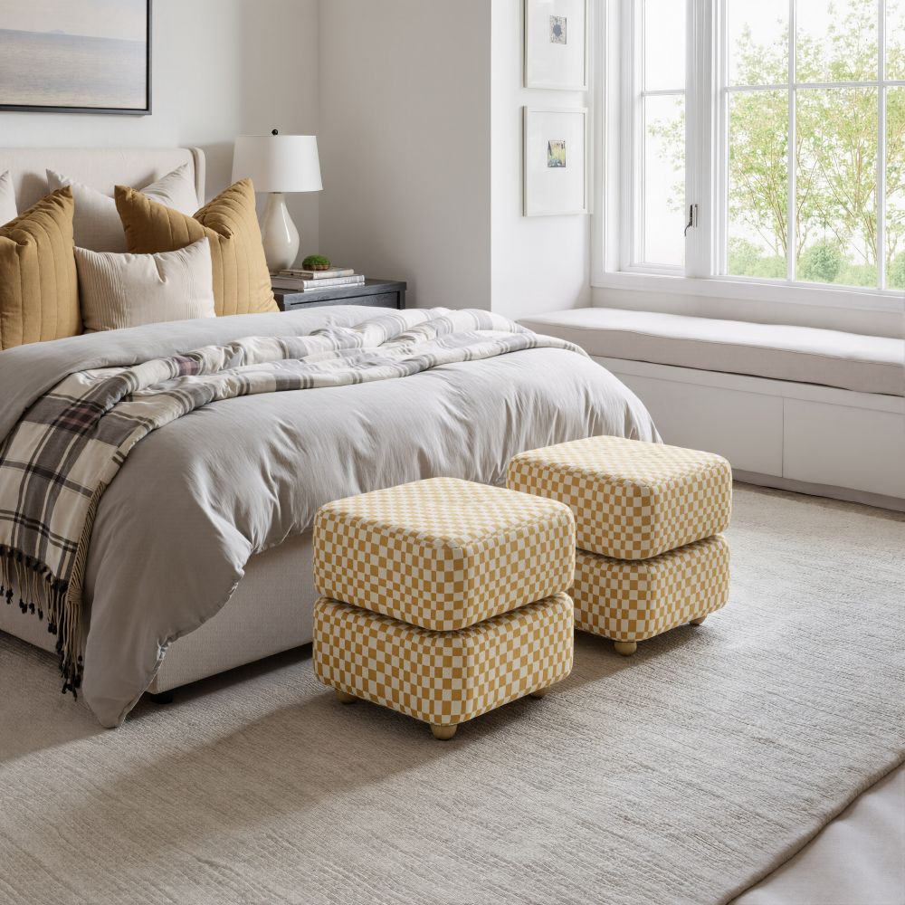 Zuo Modern Haki Multicolor Fabric Ottoman