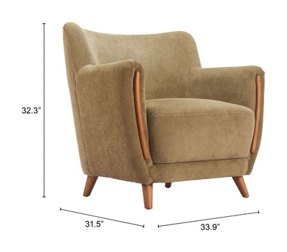 Zuo Modern Hako Olive Fabric Club Chair